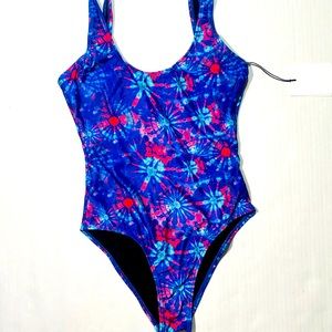 Onia Blue, Pink Tie Dye Kelly One Woman’s One Piece Bathing Suit Size Size S NWT